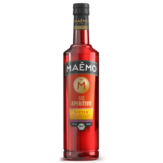 MAEMO Bio Aperitivo 
Mediterrane Lebensfreude für Klassiker. 
Aus den reinen Extrakten wertvoller Kräuter abgerundet mit sonnengereiften Orangen, trifft MAĒMO  Bitter den Geschmack aller Freunde des klassischen Aperitivo und Spritz-Geschmacks mit den reinen Aromen hochwertiger Zutaten. 